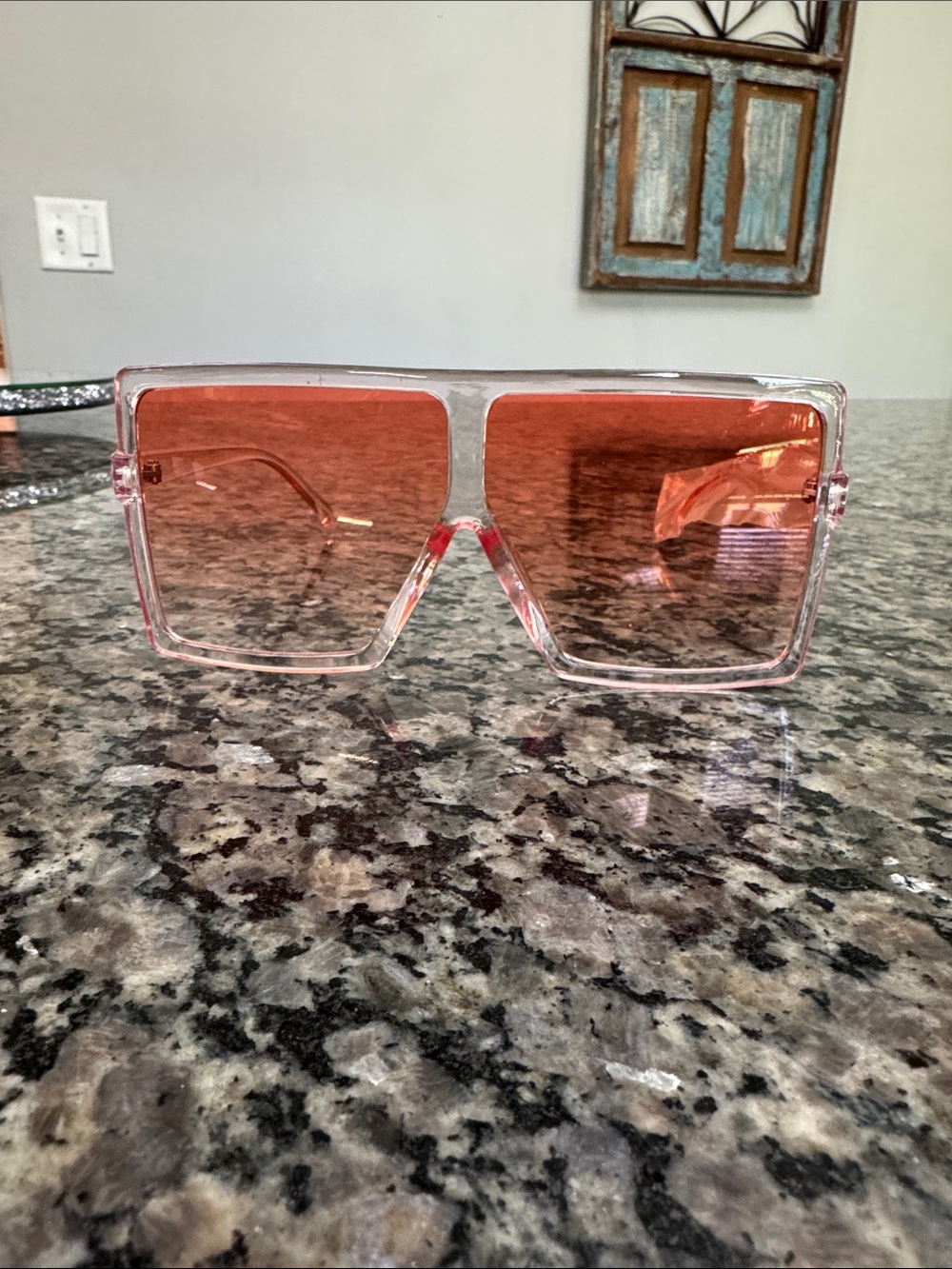 Oversized Transparent Pink Square Sunglasses